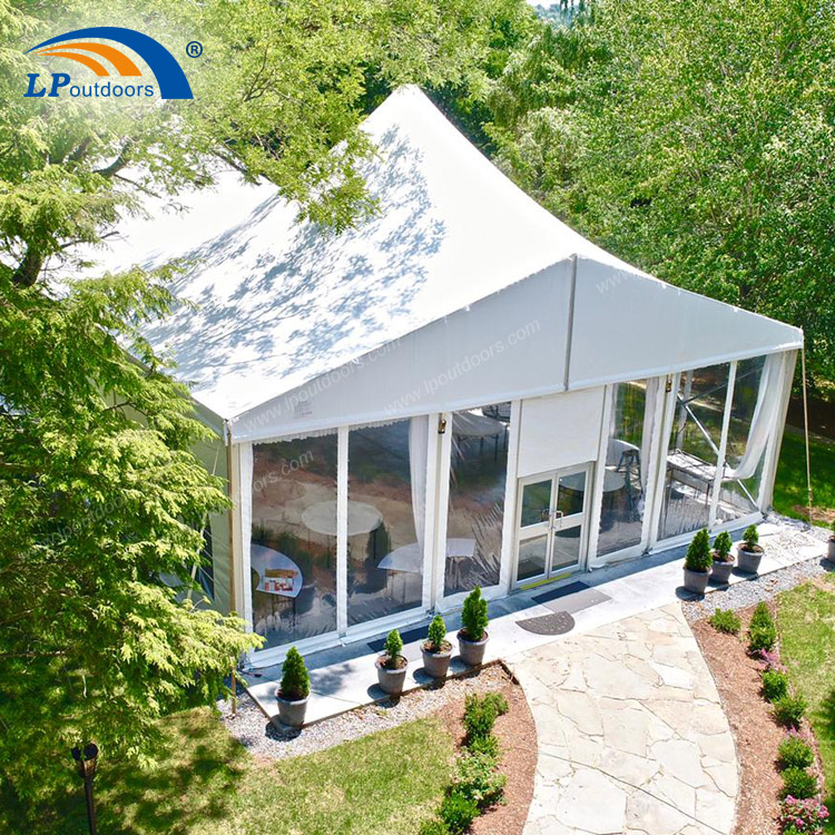 12m high elegant creative aluminum restaurant mixed marquee tent with glass door