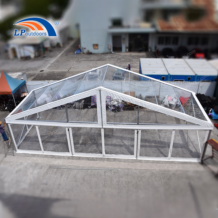 Outdoors clear party marquee tent with 1200gsqm clear PVC roof top for restaurant